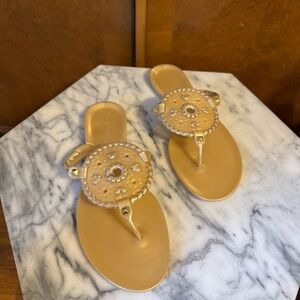 Jack Roger’s Collins Jelly Sandals Gold Thong PVC Sandal Size 8
